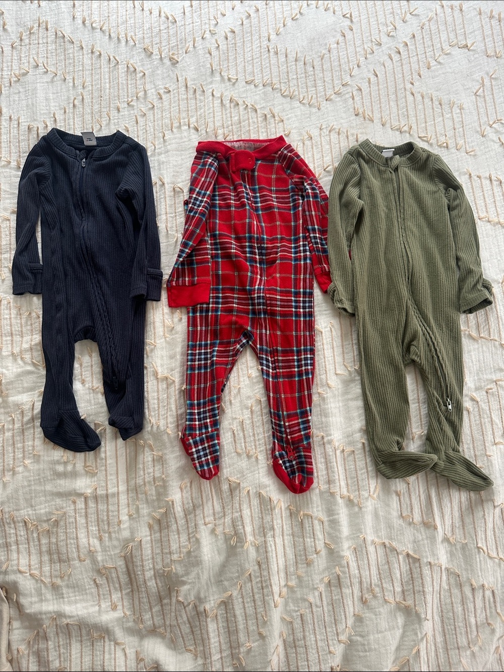 Kids One-Piece Footed Pajama - Red Plaid